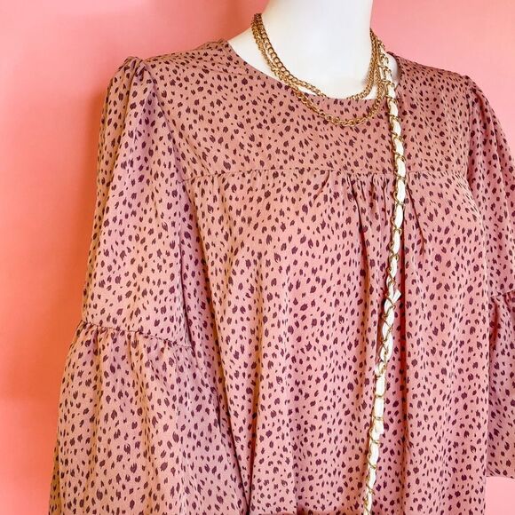 Plus Size Blush Dotted Babydoll Dress - Picture 4 of 9